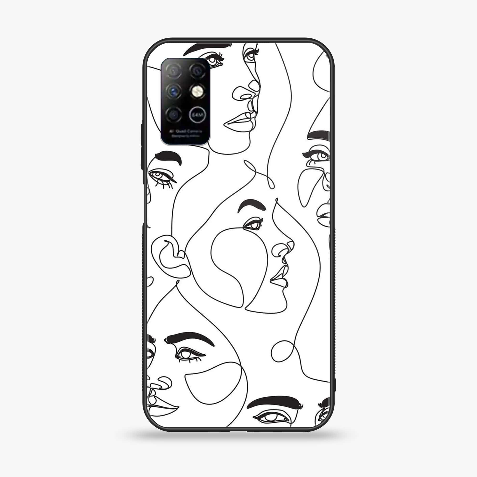 Infinix Note 8i - Girls Line Art Series - Premium Printed Glass soft Bumper shock Proof Case