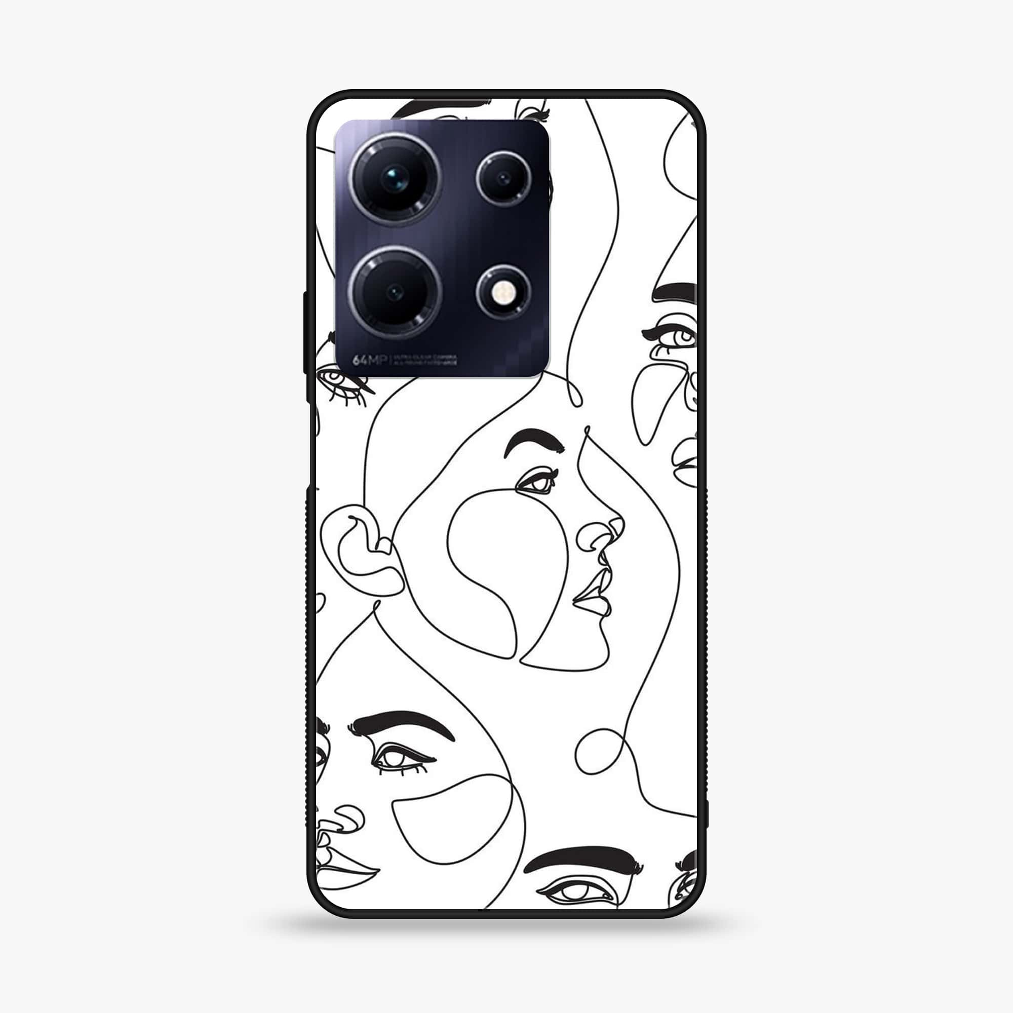 Infinix Note 30 - Girls Line Art Series - Premium Printed Glass soft Bumper shock Proof Case