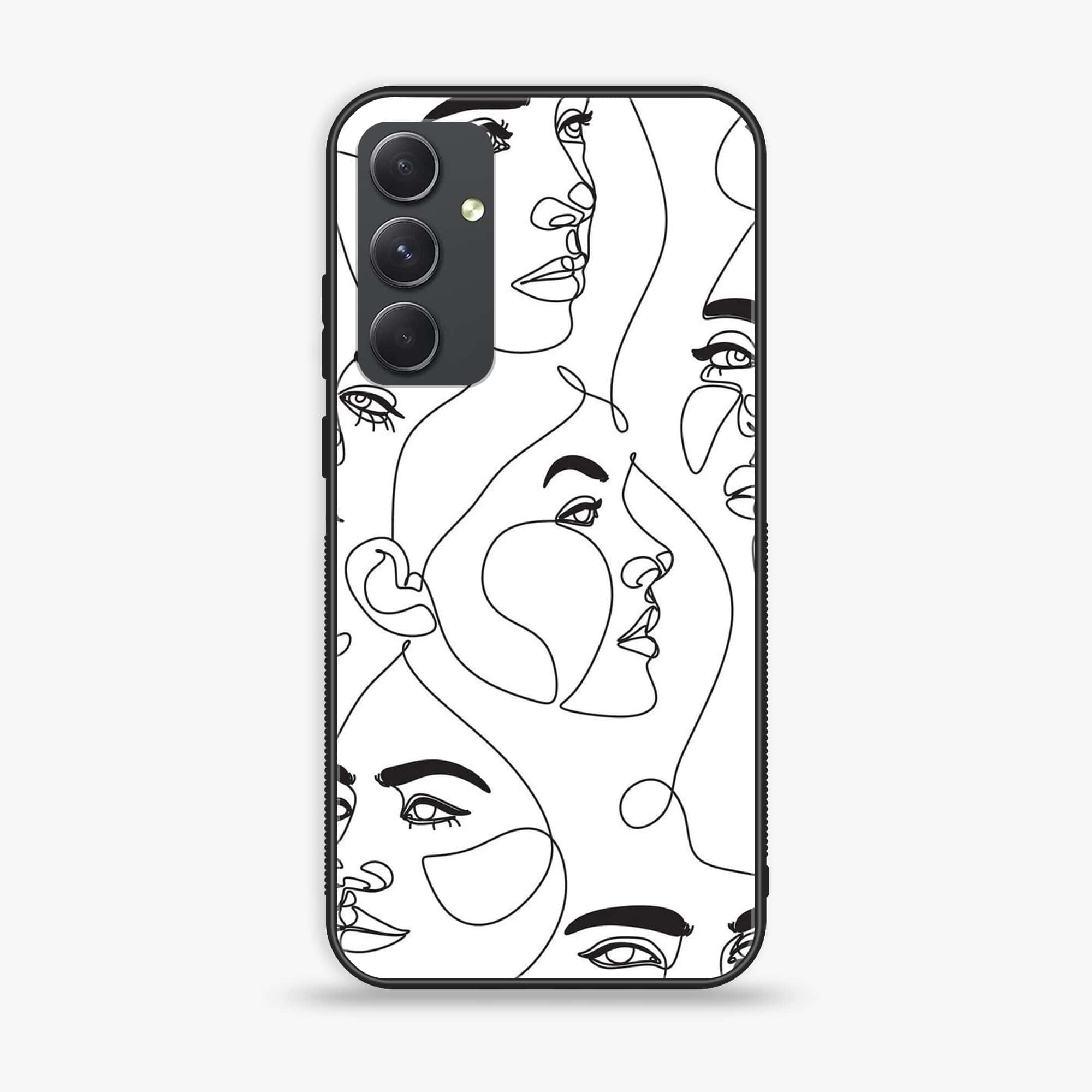 Samsung Galaxy A34 - Girls Line Art Series - Premium Printed Glass soft Bumper shock Proof Case