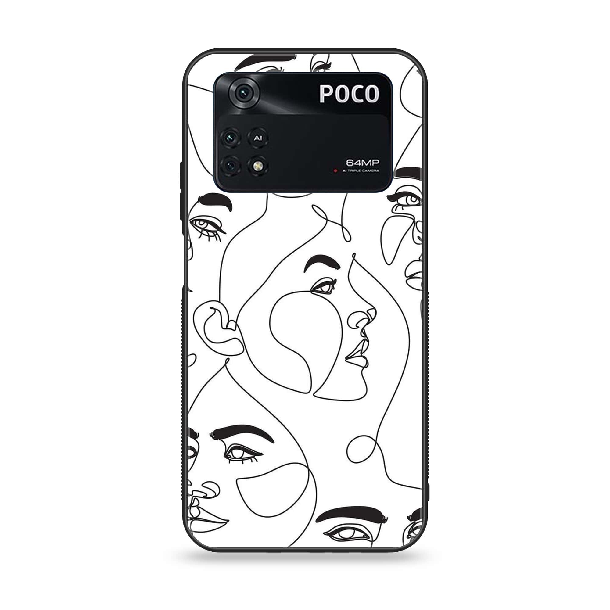 Xiaomi Poco M4 Pro 4G - Girls Line Art Series - Premium Printed Glass soft Bumper shock Proof Case