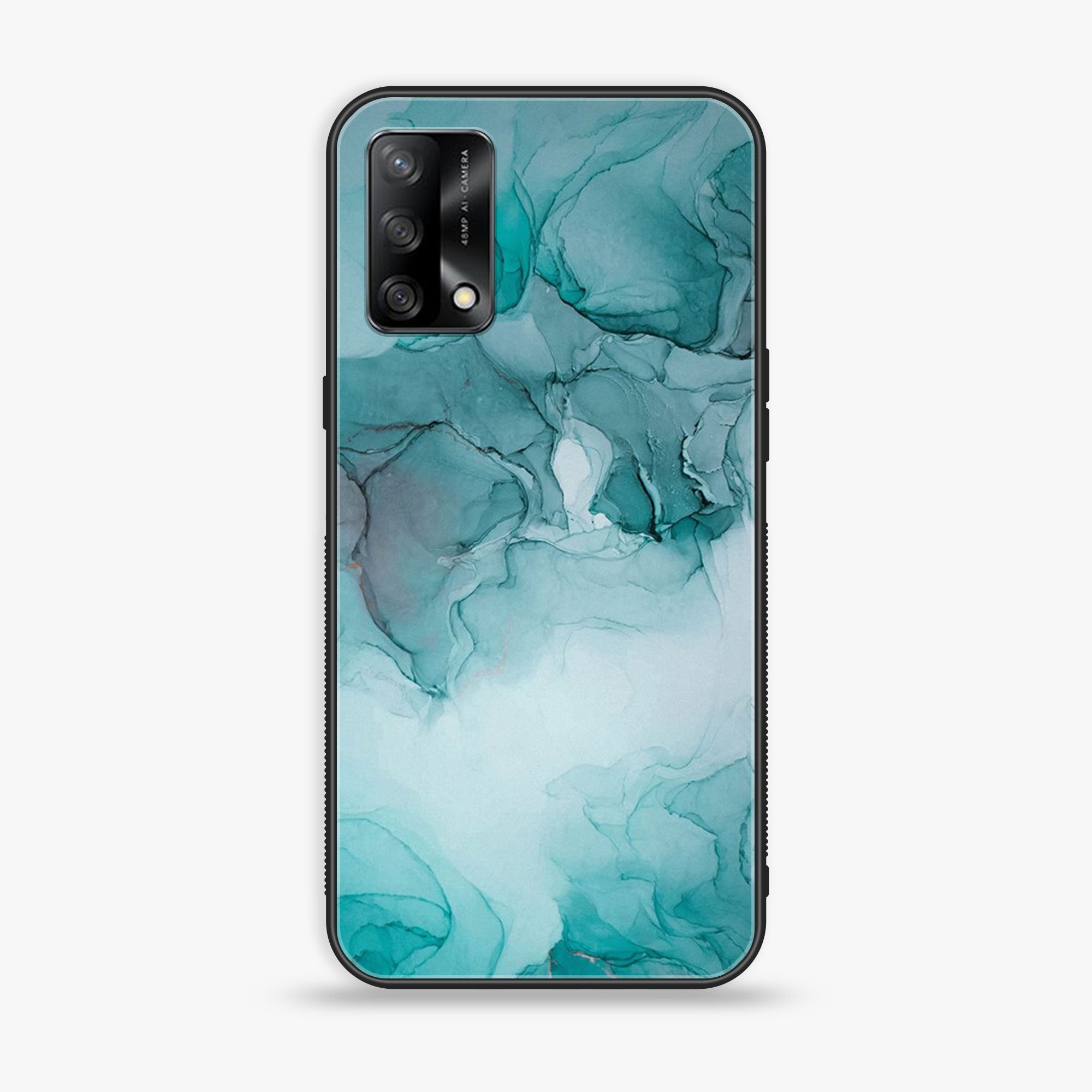 Oppo F19s  - Blue Marble Series - Premium Metal Printed soft Bumper shock Proof Case
