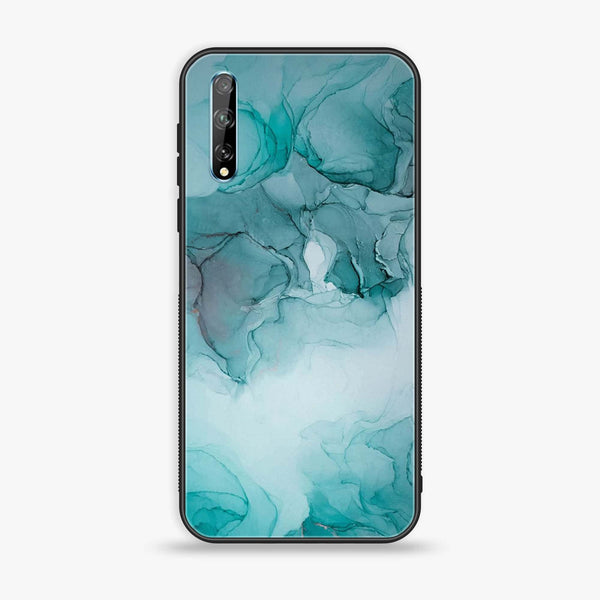 Huawei Y8p - Blue Marble Design 3  - Premium Printed Glass soft Bumper shock Proof Case  CS-24489