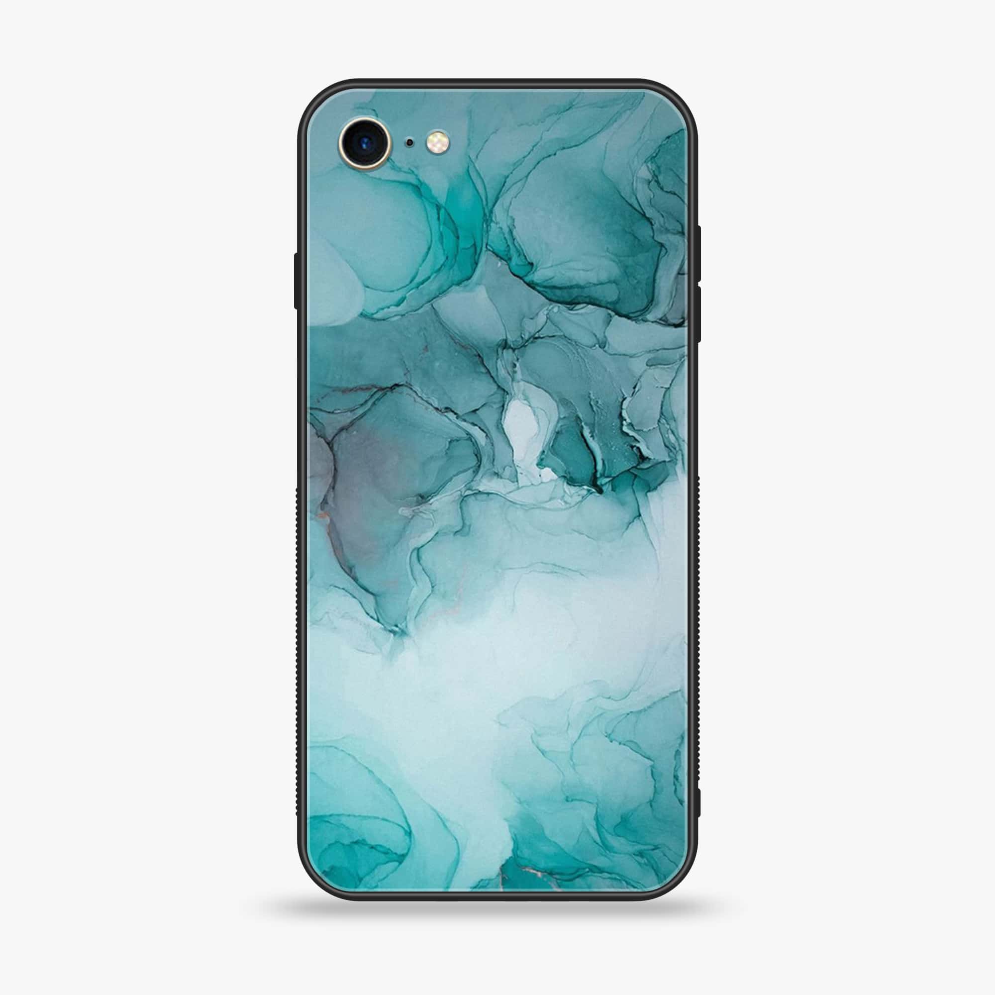 iPhone SE 2022 - Blue Marble Series - Premium Printed Glass soft Bumper shock Proof Case
