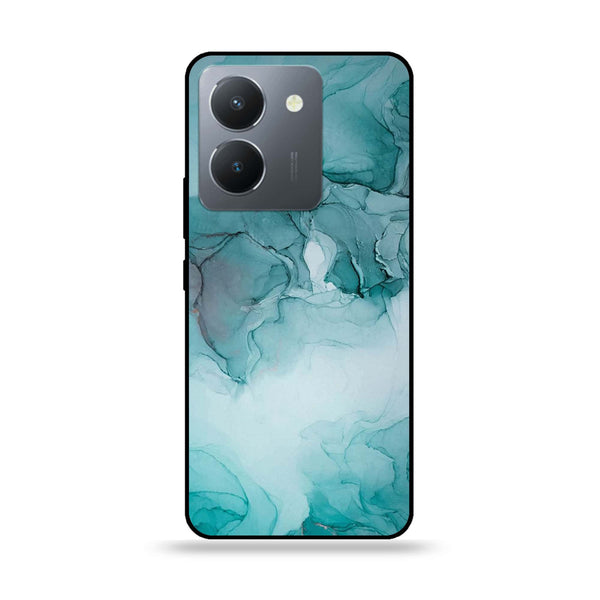 Vivo Y36 - Blue Marble Design 4 - Premium Printed Glass soft Bumper shock Proof Case CS-37249