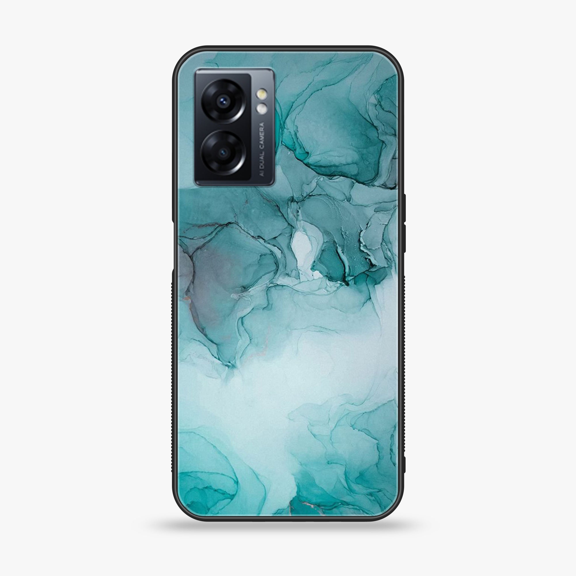 Oppo A77 4G - Blue Marble Series - Premium Metal Printed soft Bumper shock Proof Case