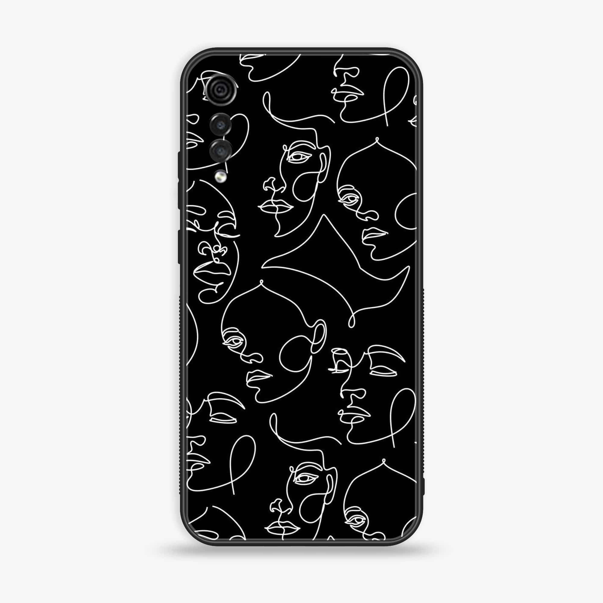 LG Velvet - Girls Line Art Series - Premium Printed Glass soft Bumper shock Proof Case