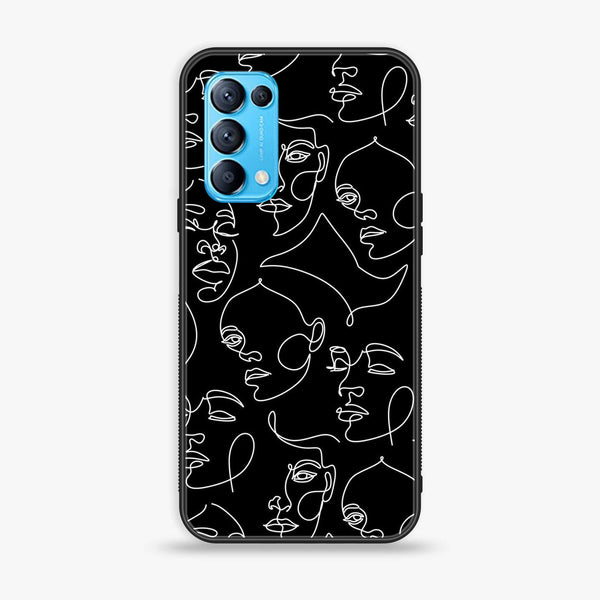 Oppo Reno 5 Girls Line Art Design 6 Premium Printed Glass soft Bumper shock Proof Case CS-10881