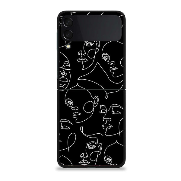 Galaxy Z Flip 3 - Girls Line Art Design 6 - Premium Metal Printed soft Bumper shock Proof Case  CS-36094