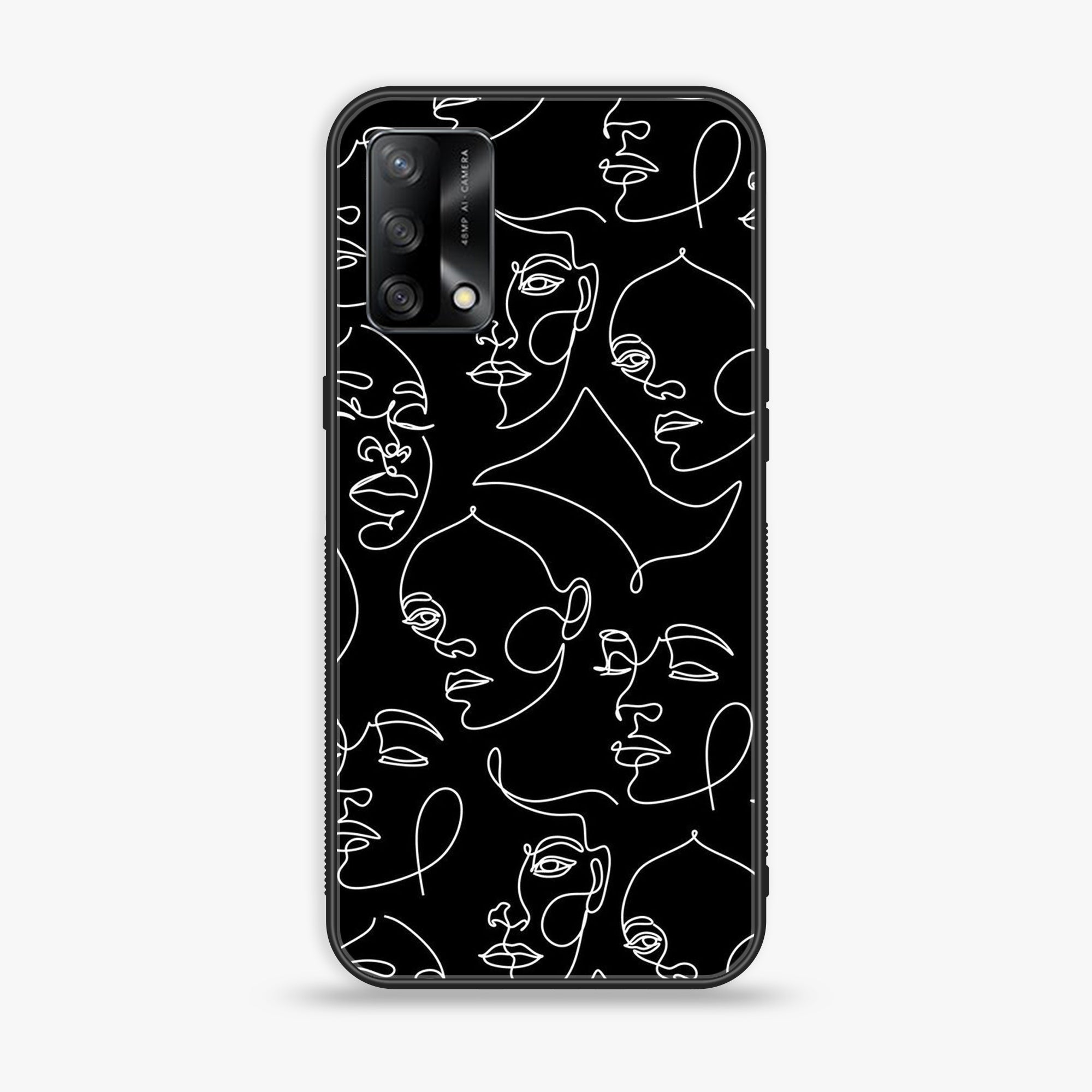 Oppo F19s  - Girl Line Art Series - Premium Metal Printed soft Bumper shock Proof Case
