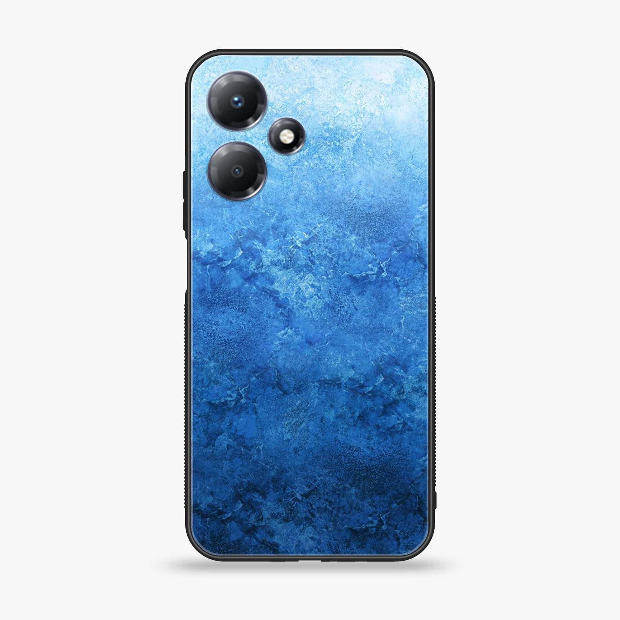 Infinix Hot 30 Play - Blue Marble Series - Premium Printed Glass soft Bumper shock Proof Case