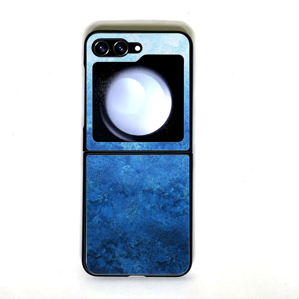 Galaxy Z Flip 5 - Blue Marble - Design 2 - Premium Printed Glass soft Bumper shock Proof Case