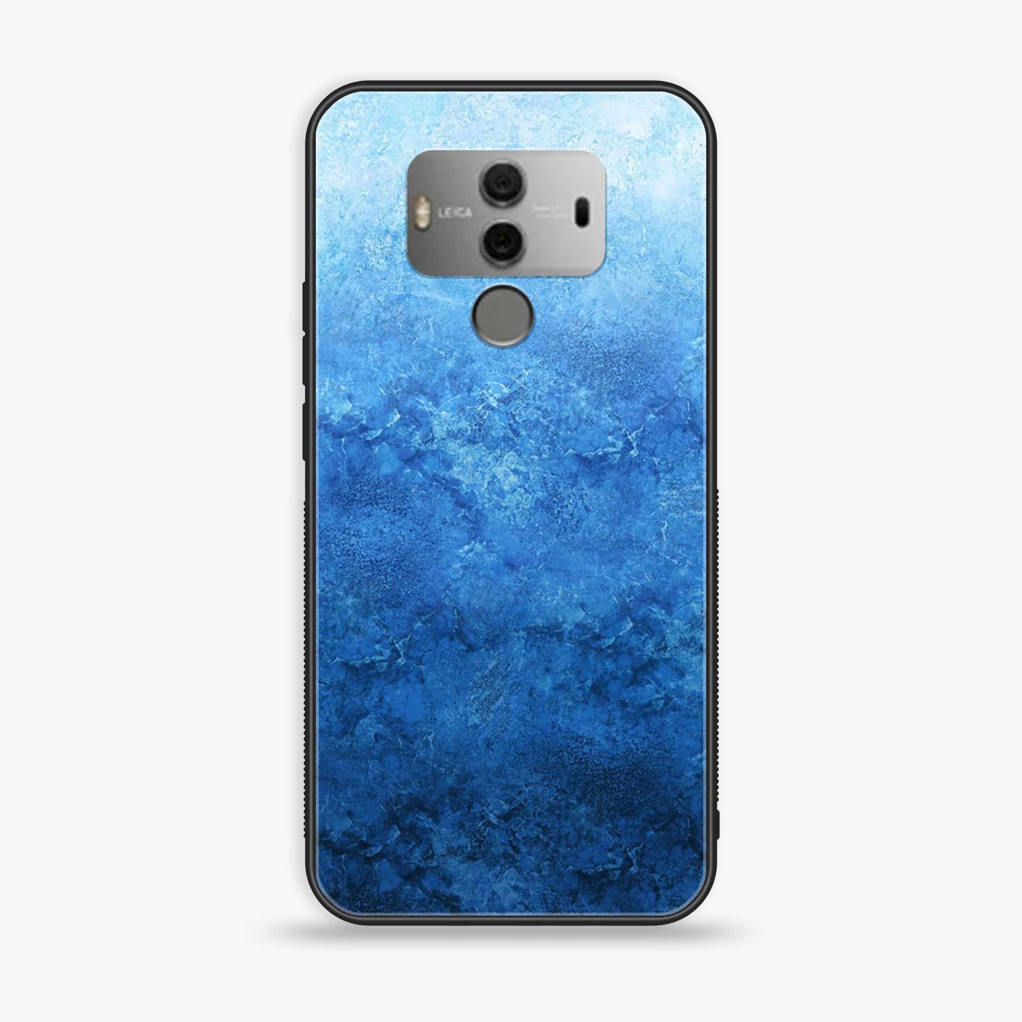 Huawei Mate 10- Blue Marble Series - Premium Printed Glass soft Bumper shock Proof Case