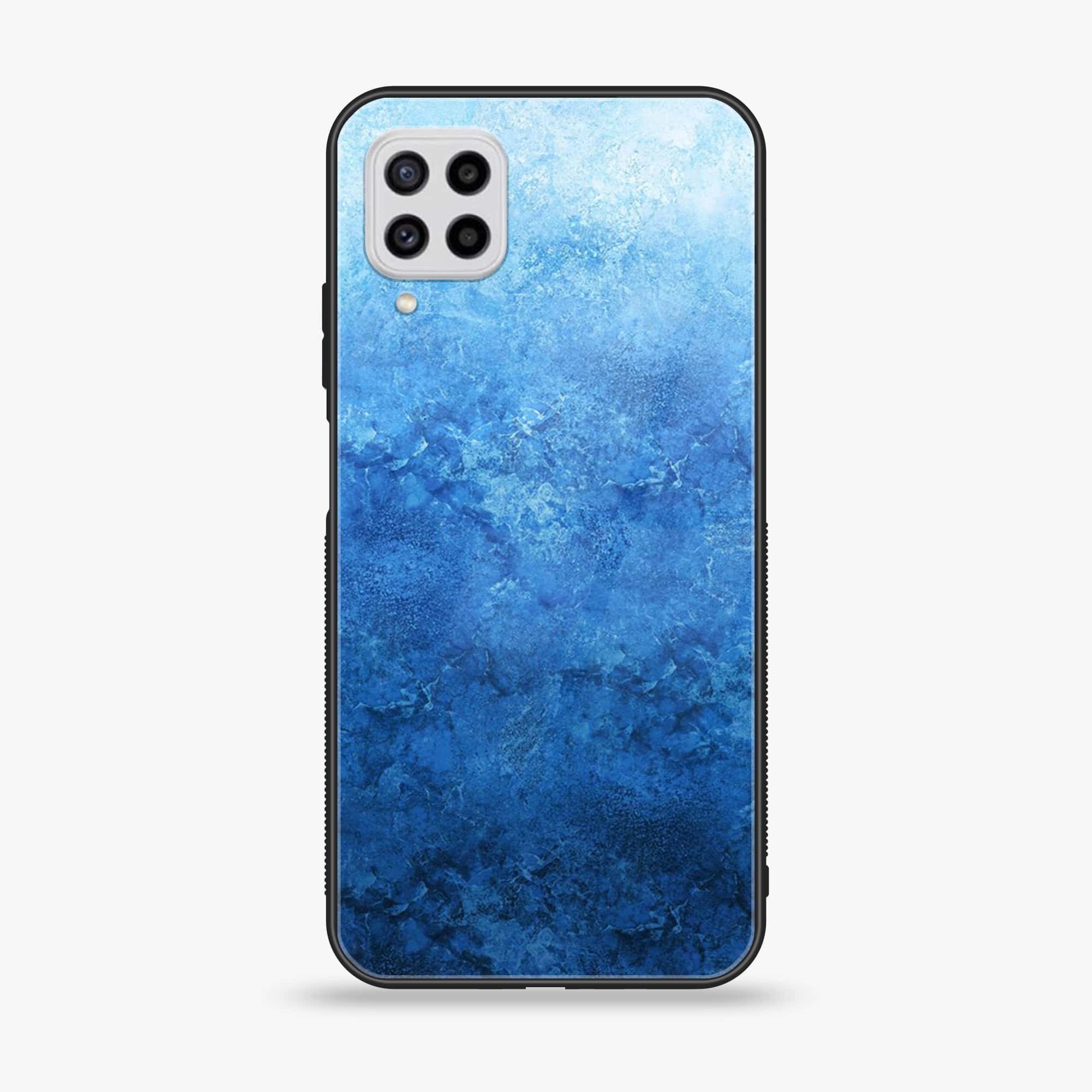Samsung Galaxy M22 - Blue Marble Series - Premium Printed Glass soft Bumper shock Proof Case