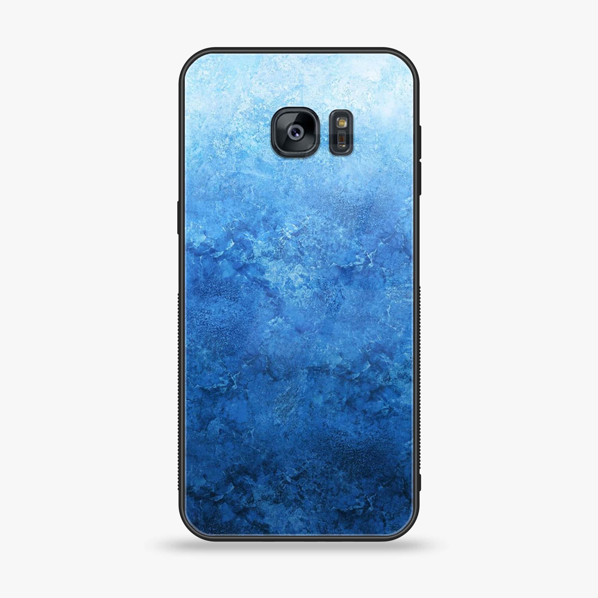 Samsung Galaxy S7 - Blue Marble Series - Premium Printed Glass soft Bumper shock Proof Case