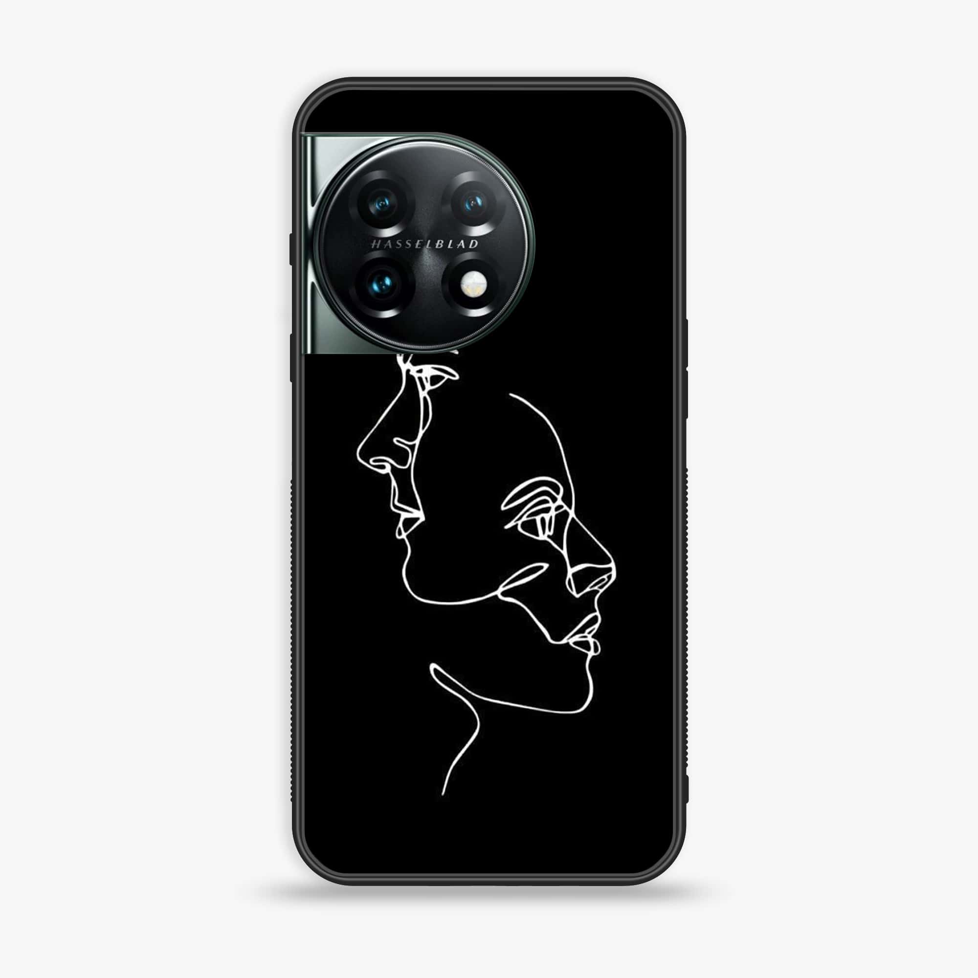 OnePlus 11 5G -Girl Line Art Series- Premium Printed Glass soft Bumper shock Proof Case
