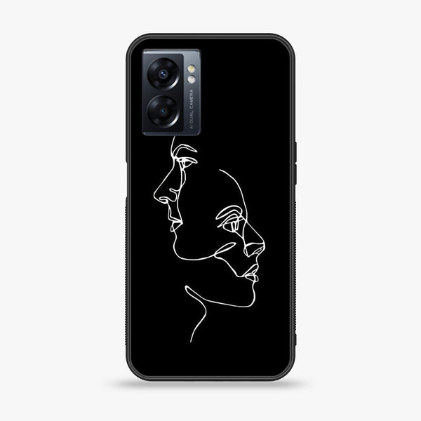 Oppo A77 4G - Girl line Art Series - Premium Metal Printed soft Bumper shock Proof Case