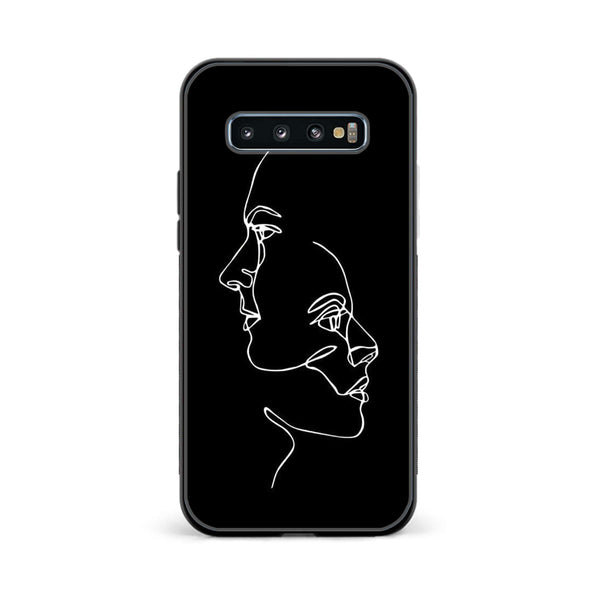 Galaxy S10 Plus - Girls Line Art Design 5  - Premium Printed Glass soft Bumper shock Proof Case  CS-25385