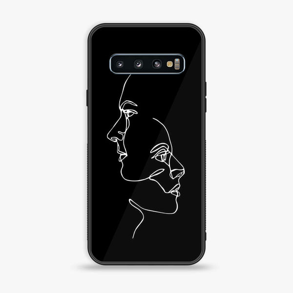 Samsung Galaxy S10 - Girls Line Art Design 5- Premium Printed Glass soft Bumper shock Proof Case CS-50380