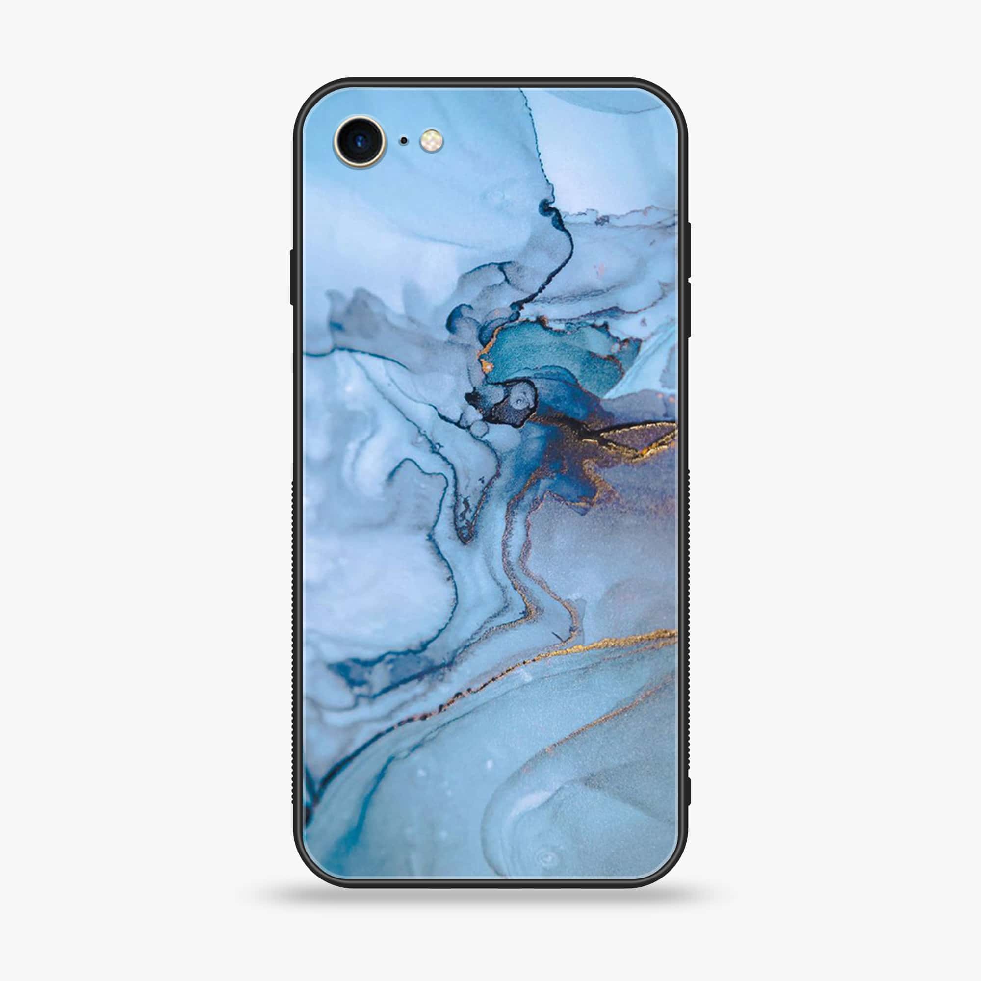 iPhone 7 - Blue Marble Series - Premium Printed Glass soft Bumper shock Proof Case
