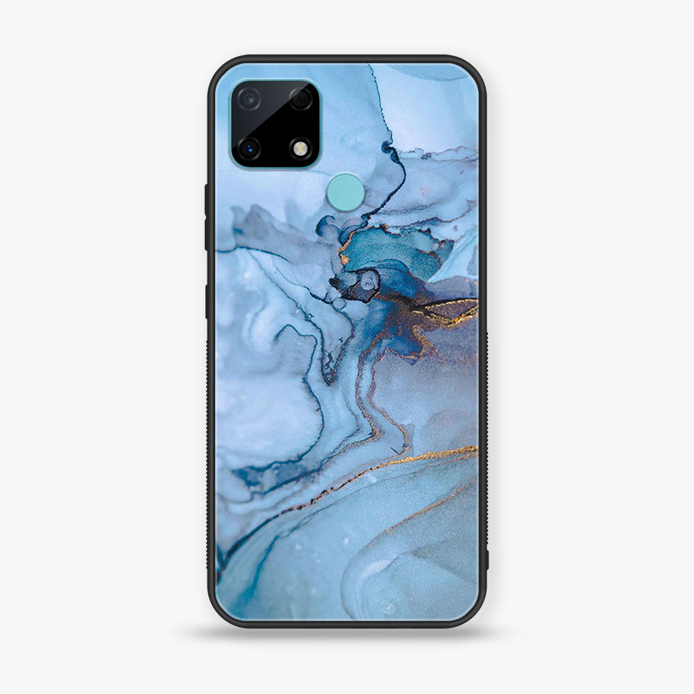 Realme Narzo 30A - Blue Marble Series - Premium Printed Glass soft Bumper shock Proof Case