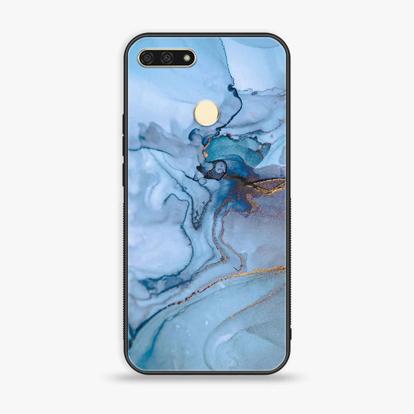 Huawei Y6 2018/Honor Play 7A - Blue Marble Series - Premium Printed Glass soft Bumper shock Proof Case