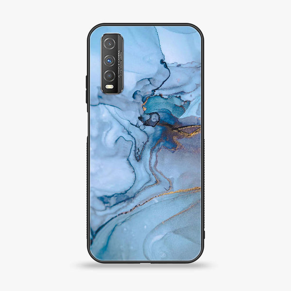 Vivo Y51s - Blue Marble Series - Premium Printed Glass soft Bumper shock Proof Case