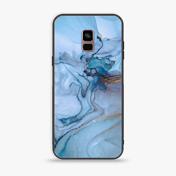 Samsung Galaxy A8+ (2018) - Blue Marble Series - Premium Printed Glass soft Bumper shock Proof Case