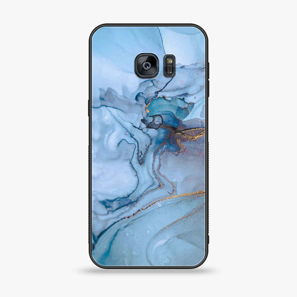 Samsung Galaxy S7 - Blue Marble Series - Premium Printed Glass soft Bumper shock Proof Case