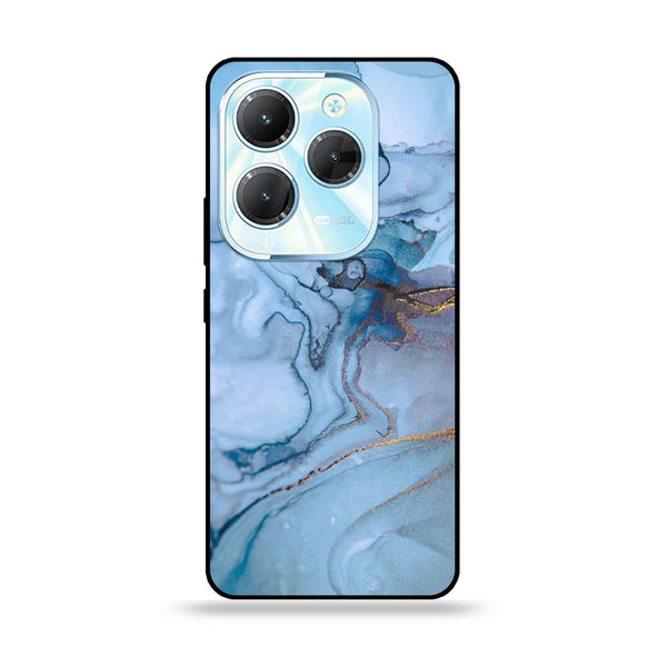Infinix Hot 40 Pro - Blue Marble Series - Premium Printed Glass soft Bumper shock Proof Case