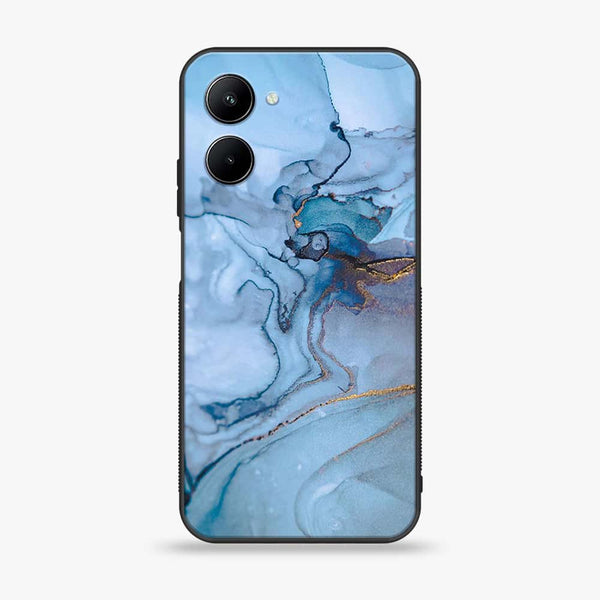 Realme C33 - Blue Marble Series - Premium Printed Glass soft Bumper shock Proof Case