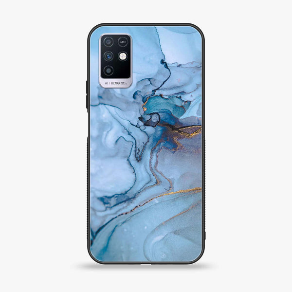 Infinix Note 10 Blue Marble Design 1 Premium Printed Glass soft Bumper shock Proof Case CS-19248