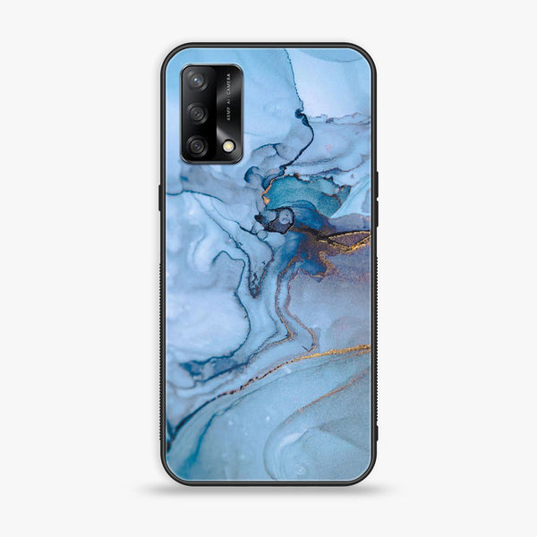 Oppo F19s  - Blue Marble Series - Premium Metal Printed soft Bumper shock Proof Case