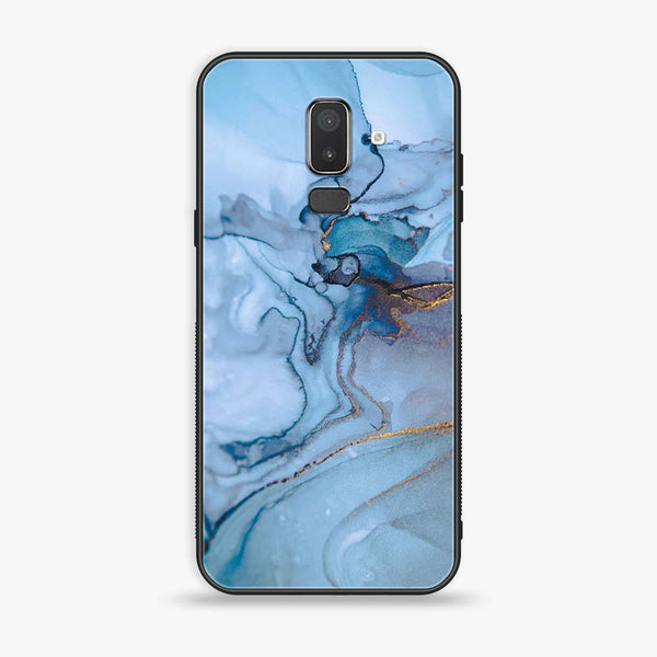 Samsung Galaxy J8 2018 - Blue Marble Series - Premium Printed Glass soft Bumper shock Proof Case