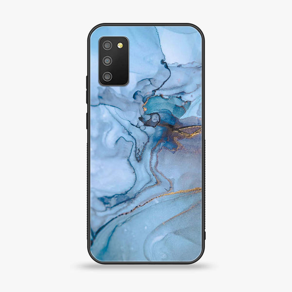 Samsung Galaxy M02s - Blue Marble Series - Premium Printed Glass soft Bumper shock Proof Case