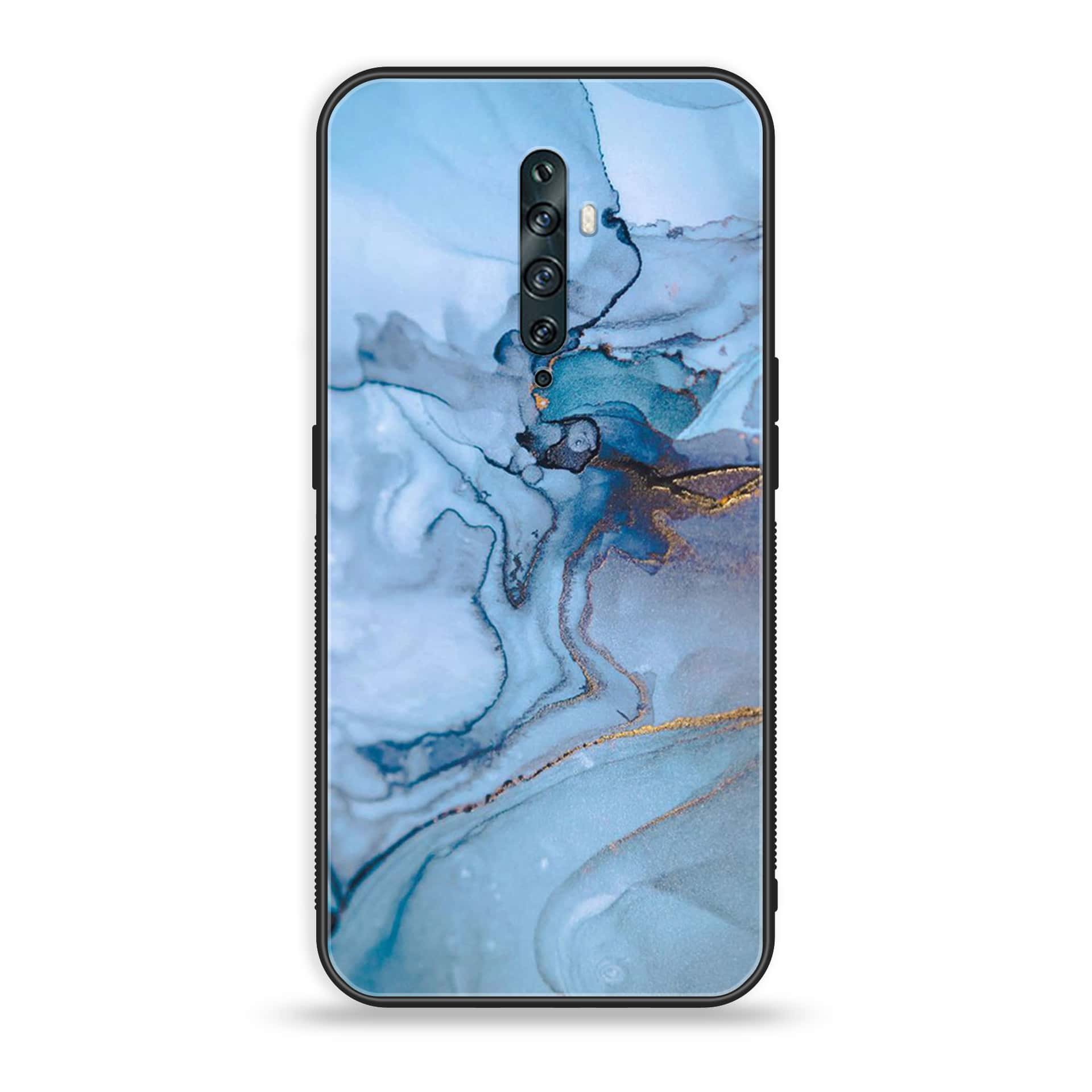 OPPO Reno 2f - Blue Marble Series - Premium Printed Glass soft Bumper shock Proof Case