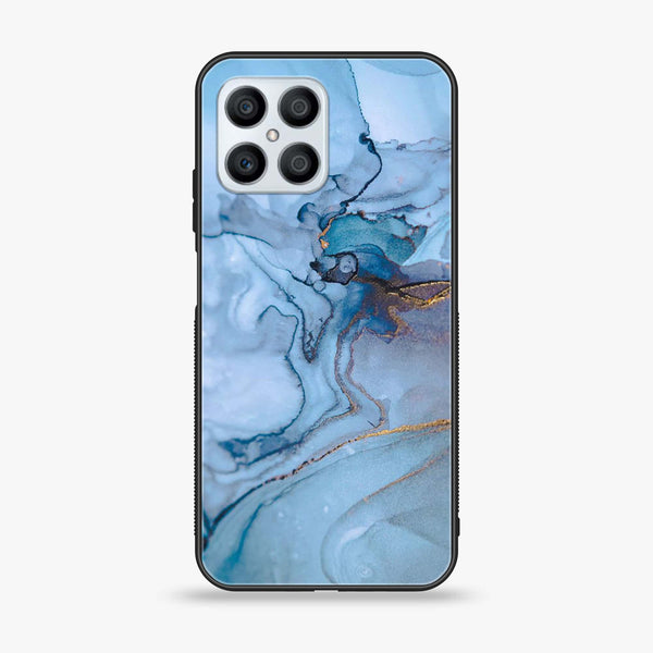 Huawei Honor X8 4G - Blue Marble Series - Premium Printed Glass soft Bumper shock Proof Case