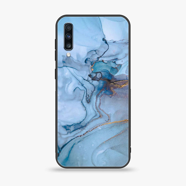 Samsung Galaxy A70 - Blue Marble Series - Premium Printed Glass soft Bumper shock Proof Case