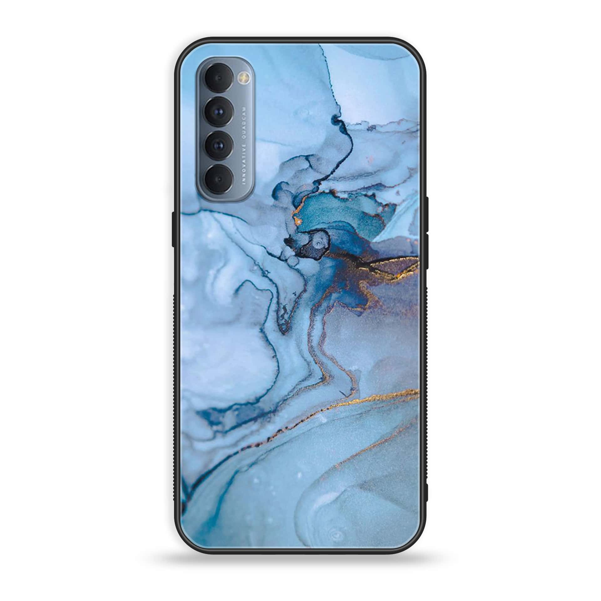 Oppo Reno 4 Pro 4G - Blue Marble Series - Premium Printed Glass soft Bumper shock Proof Case