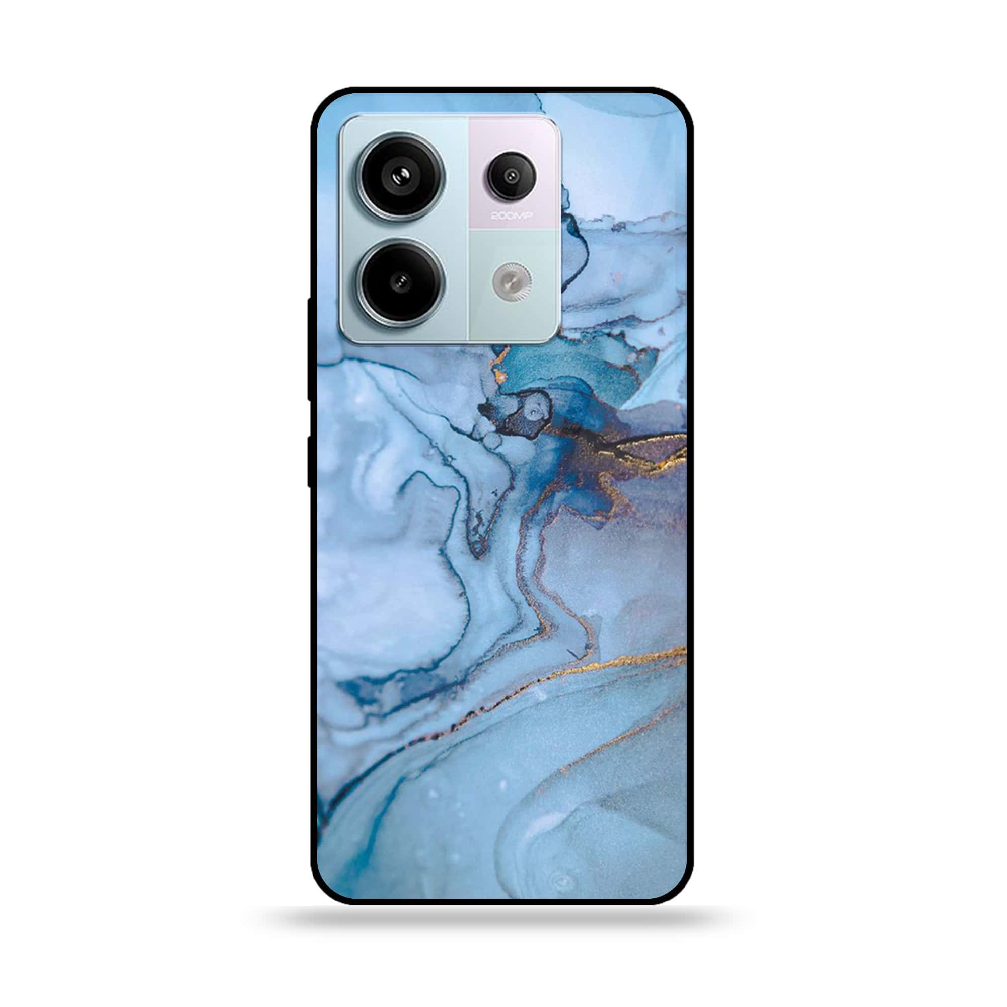 Redmi Note 13 - Blue Marble Series - Premium Metal Printed soft Bumper shock Proof Case