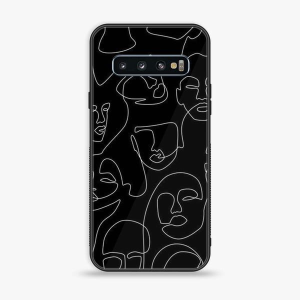 Samsung Galaxy S10 - Girls Line Art Design 4- Premium Printed Glass soft Bumper shock Proof Case CS-45252