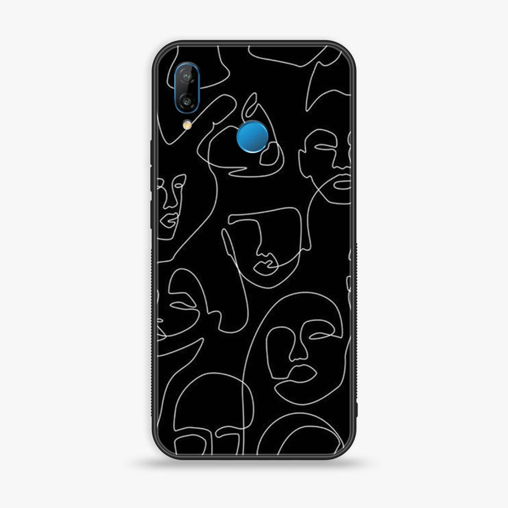 Huawei Y9 (2019) - Girls Line Art Series - Premium Printed Glass soft Bumper shock Proof Case