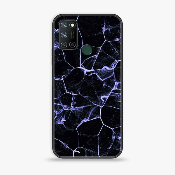 Realme 7i- Black Marble Series- Premium Printed Glass soft Bumper shock Proof Case