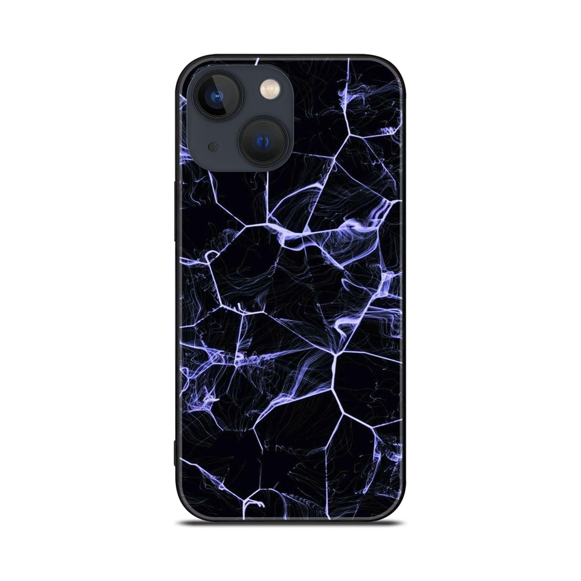 iPhone 14 - Black Marble Series - Premium Printed Glass soft Bumper shock Proof Case