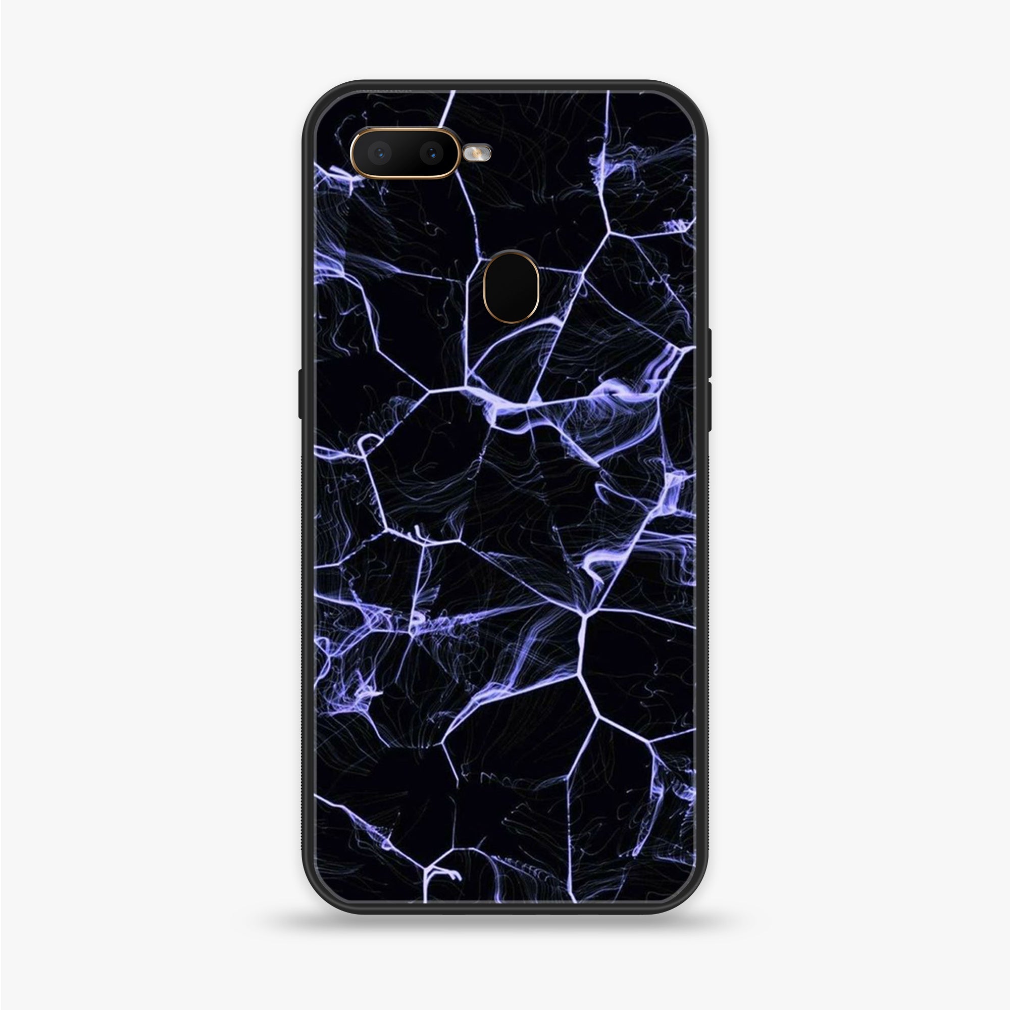 Oppo A12  - Black Marble Series - Premium Printed soft Bumper shock Proof Case