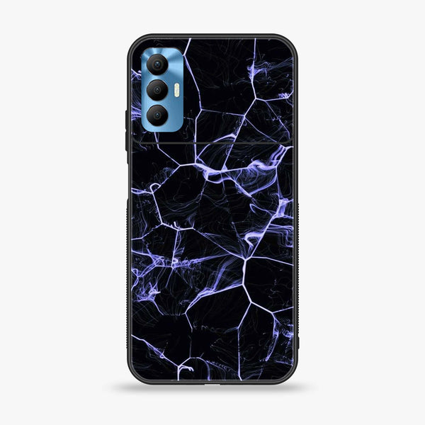 Tecno Spark 8 Pro  Black Marble Series Premium Printed Glass soft Bumper shock Proof Case