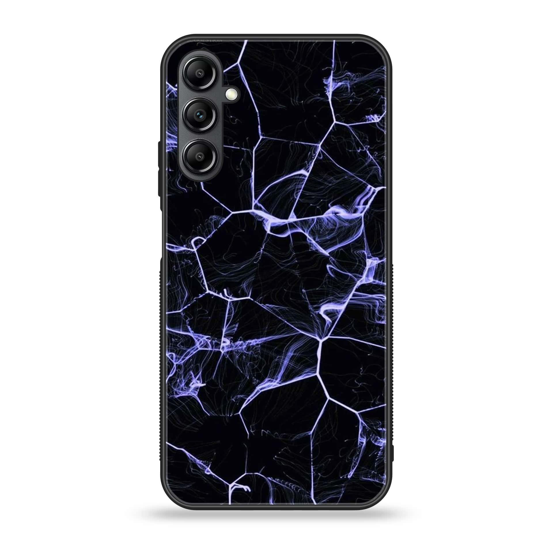 Samsung Galaxy A14- BLACK  Marble Series - Premium Printed Glass soft Bumper shock Proof Case