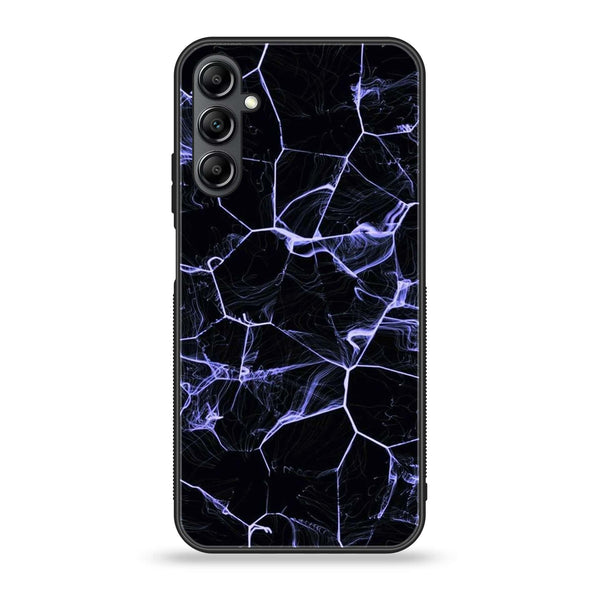 Samsung Galaxy A14- BLACK  Marble Series - Premium Printed Glass soft Bumper shock Proof Case