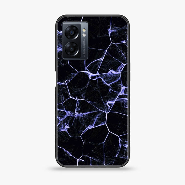Oppo A77 4G - Black Marble Series - Premium Metal Printed soft Bumper shock Proof Case