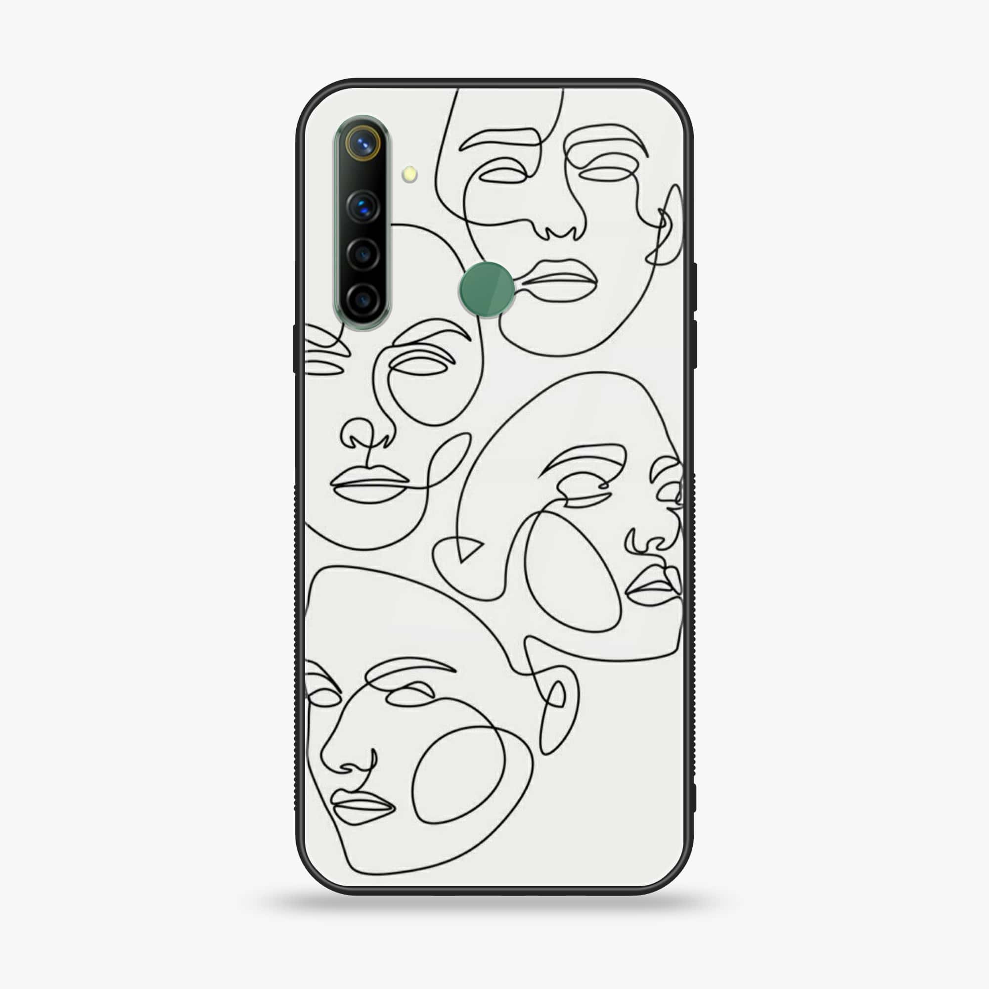 Realme Narzo 10 Girl Line Art Series Premium Printed Glass soft Bumper shock Proof Case