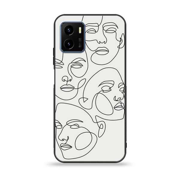 Vivo Y15s - Girls Line Art Design 3 - Premium Printed Glass soft Bumper shock Proof Case CS-40674